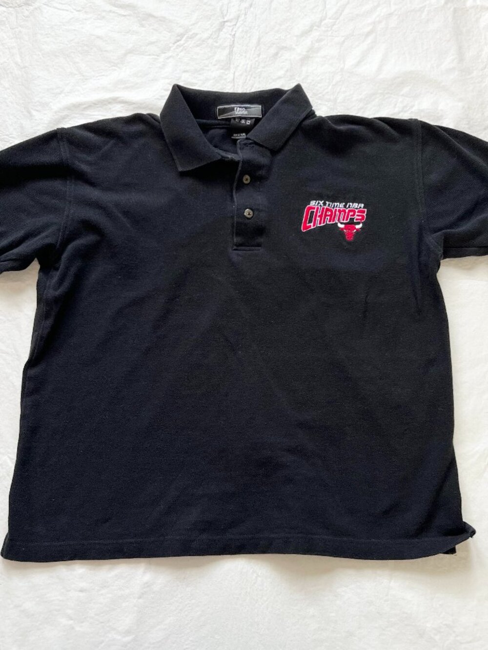 Vintage polo shirt black red Chicago Bulls champs youth medium Pro Player 90s